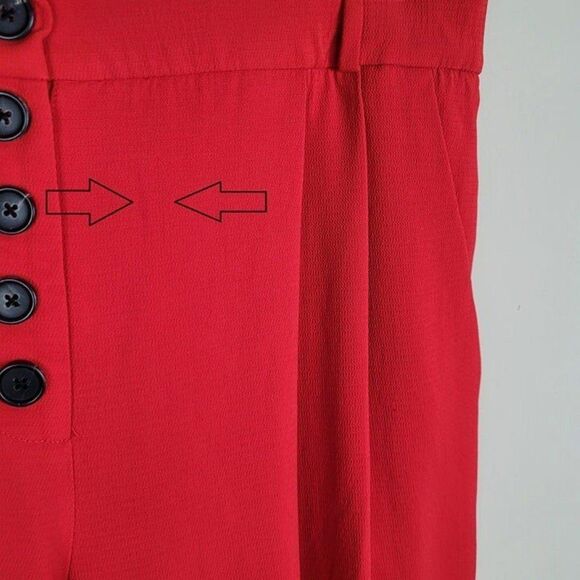 A.L.C. Size 8 Russel Cropped Button Fly Crepe Pants Trousers Red - Picture 9 of 12